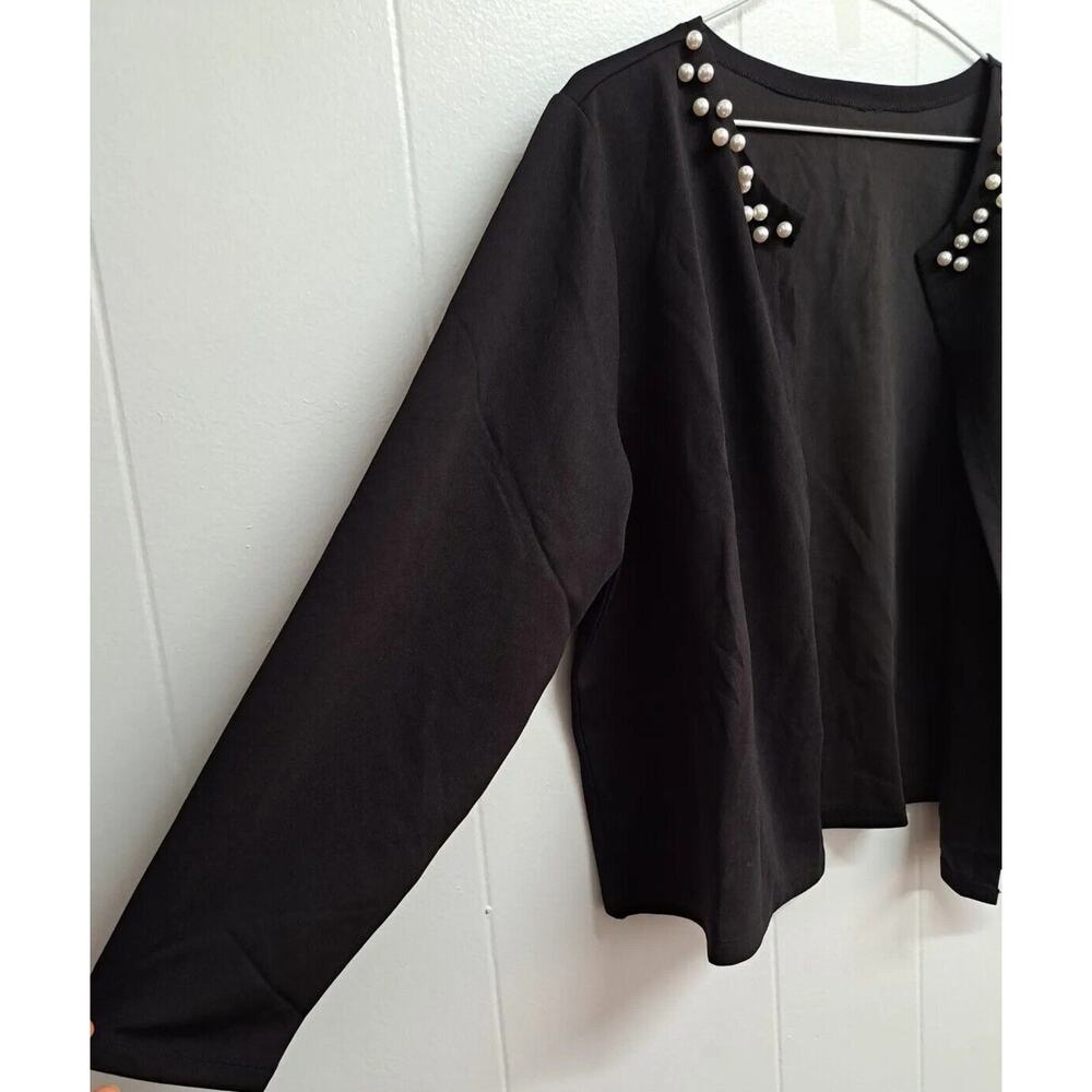 Womens Pearls Long Sleeves Open Front Jacket Outerwear Black‎ 2XL - Picture 7 of 10